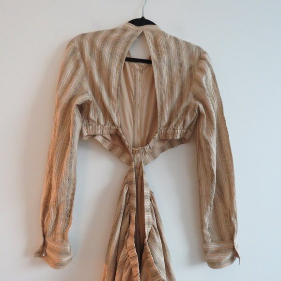 Striped Tan Midi Dress - Picture 11 of 15